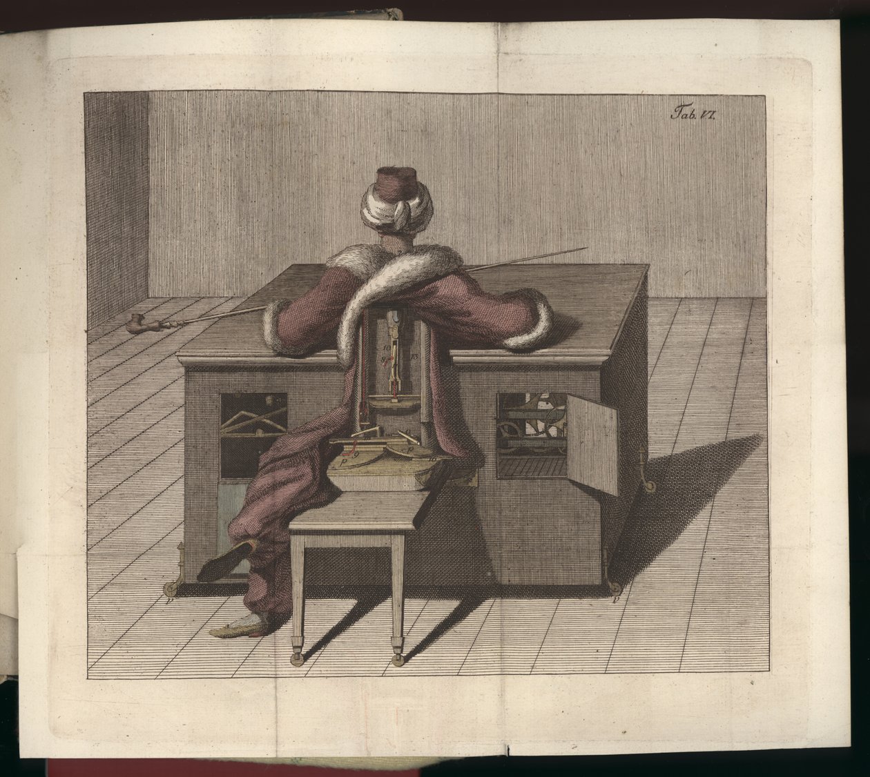 Tablica VI, z O szachiście Herr von Kempelena i jego replice, Lipsk i Drezno: Joh Gottl. Broadhead, 1789 autorstwa German School