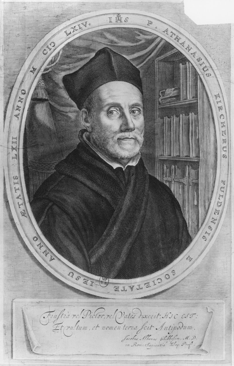Portret Athanasiusa Kirchera, niemieckiego uczonego, lat 62 autorstwa German School