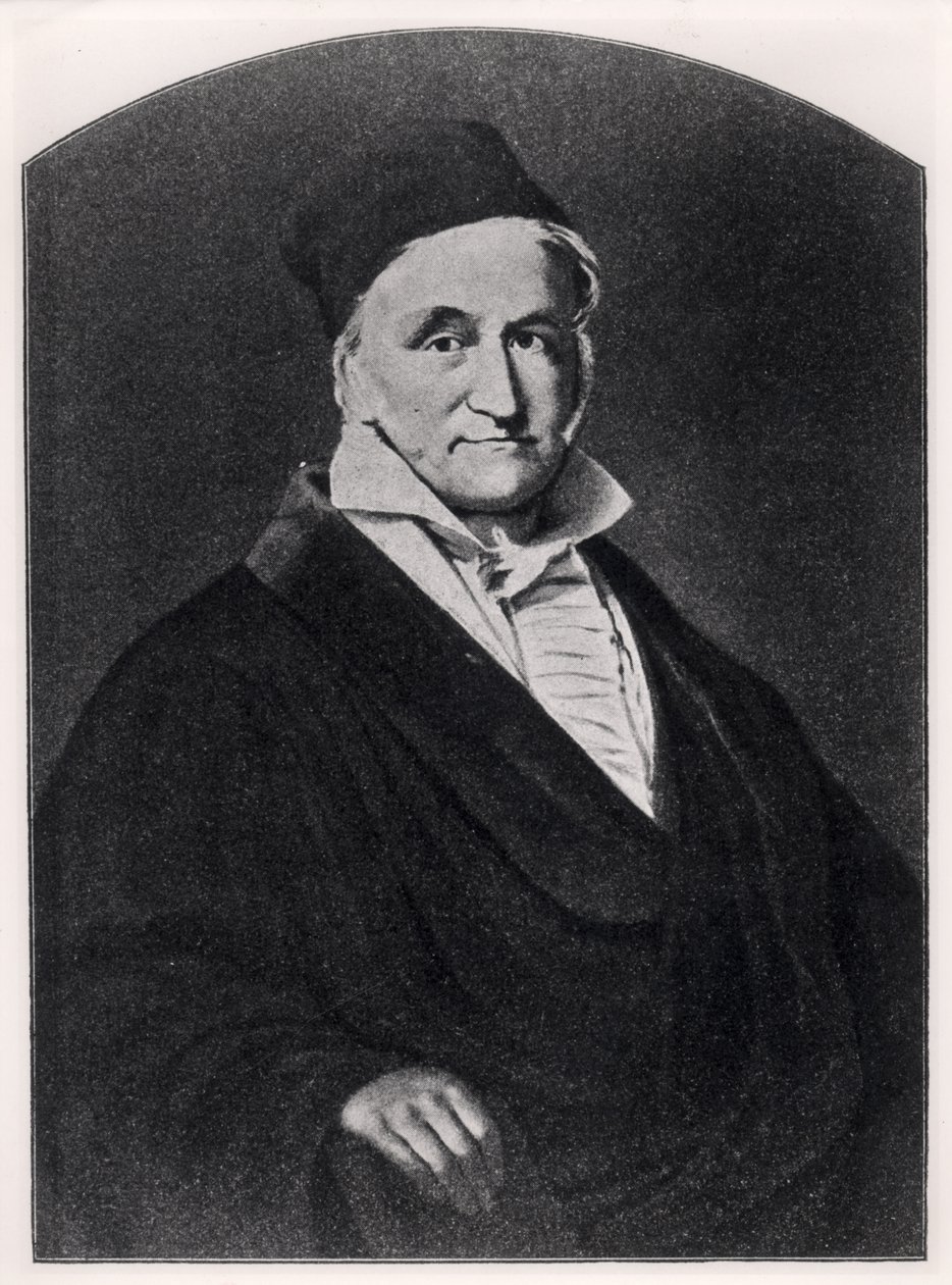 Portret Carla Friedricha Gaussa (1777-1855) z Handbuch der Vermessungskunde wydany przez Metzler w Stuttgarcie, 1895 autorstwa German School