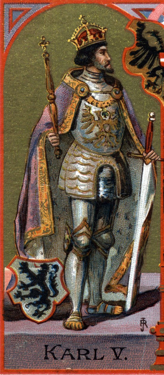 Portret Karola V (Karol V) (1500-1558).Chromolitografia autorstwa German School