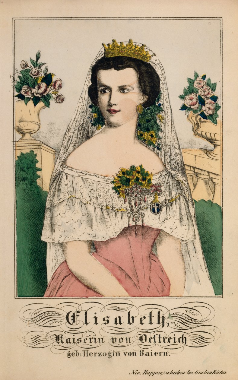 Portret Elżbiety Bawarskiej, cesarzowej Austrii, z Neuruppiner Bilderbogen, 1860 autorstwa German School