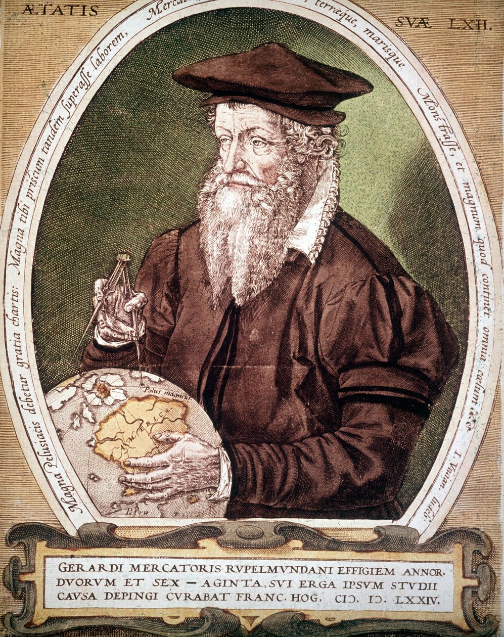Portret Gerharda Kremera z Gerardusa Mercatora (1512-1594). Fałszywy tytuł pierwszej edycji Atlasu. autorstwa German School
