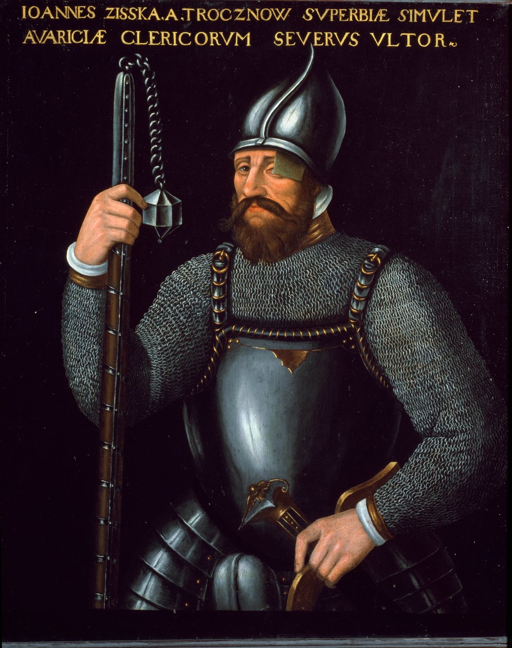Portret Jana Zizki, wodza husyckiego, XVI w. (obraz) autorstwa German School