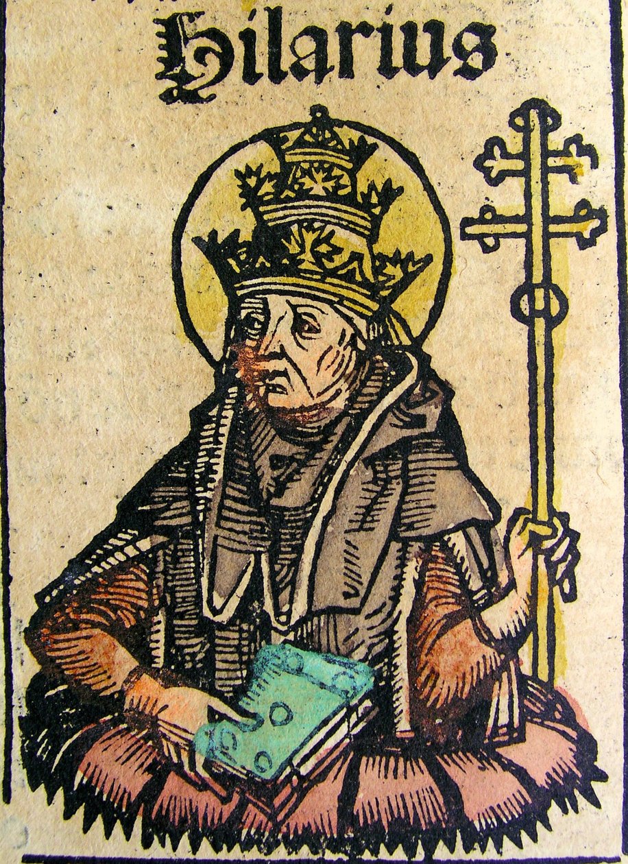Portret papieża Hilariusa opublikowany w Kronice Norymberskiej autorstwa German School