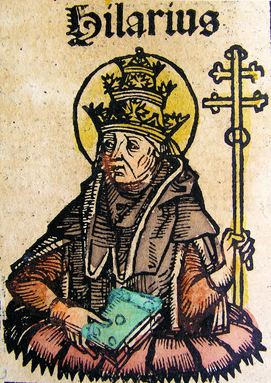 Popiežiaus Hilarijaus portretas, paskelbtas Niurnbergo kronikoje, 1493 poli autorstwa German School