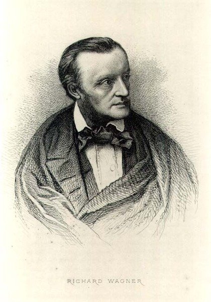 Portret Richarda Wagnera (1813-83) Niemiecki kompozytor (grafika) (zdjęcie czarno-białe) autorstwa German School