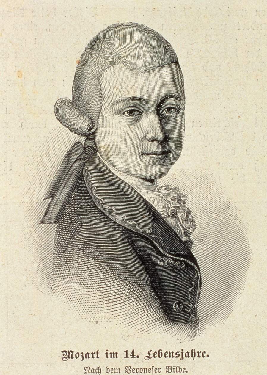 Portret Wolfganga Amadeusza Mozarta (1756-91) autorstwa German School