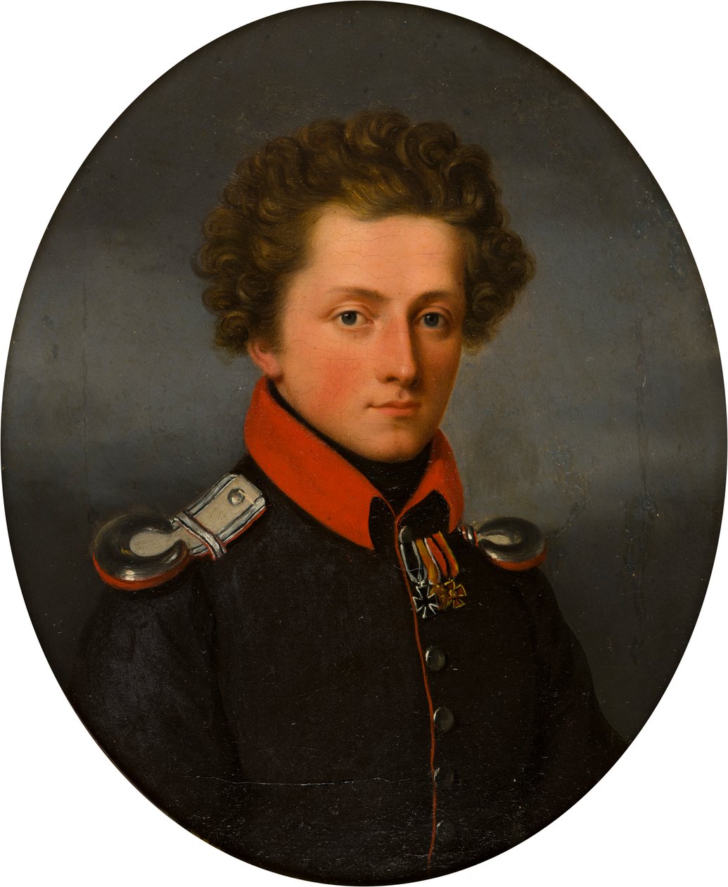 Portret młodego oficera, ok. 1801-99 (olej na płótnie) autorstwa German School