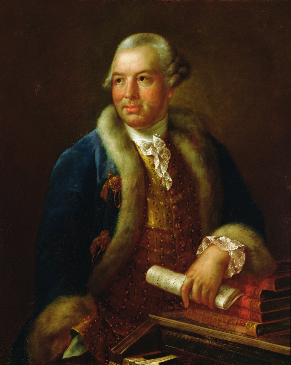 Portret niemieckiego kompozytora Christopha Willibalda von Glucka (1714-1787) (olej na płótnie) autorstwa German School