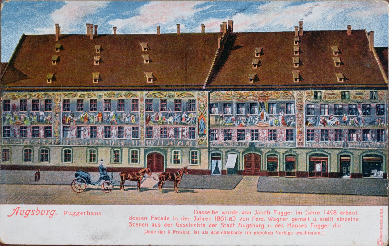 Pocztówka przedstawiająca Fuggerhaus, Augsburg autorstwa German School