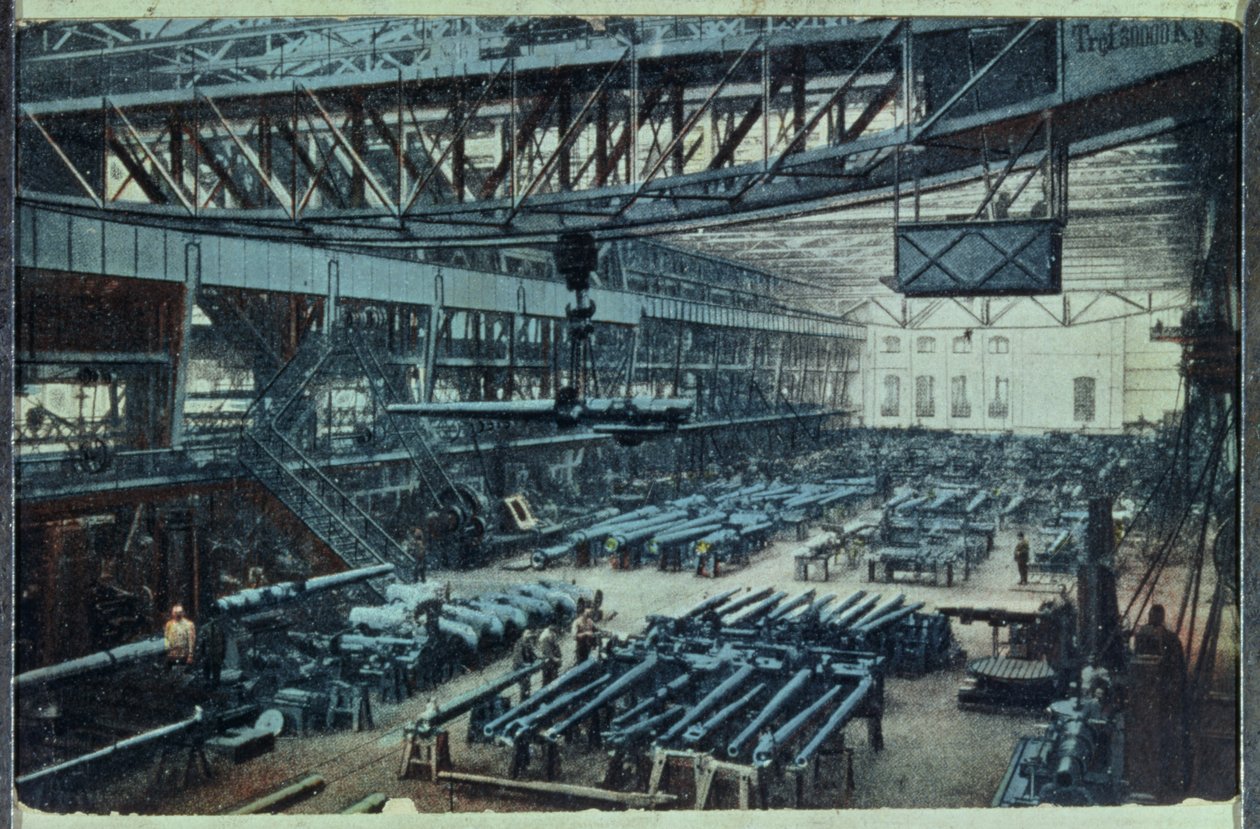 Pocztówka przedstawiająca fabrykę Kruppa w Essen, ok. 1914 autorstwa German School
