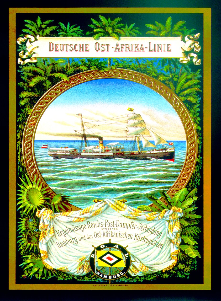 Plakat reklamujący linię German East Africa Line, 1890 autorstwa German School