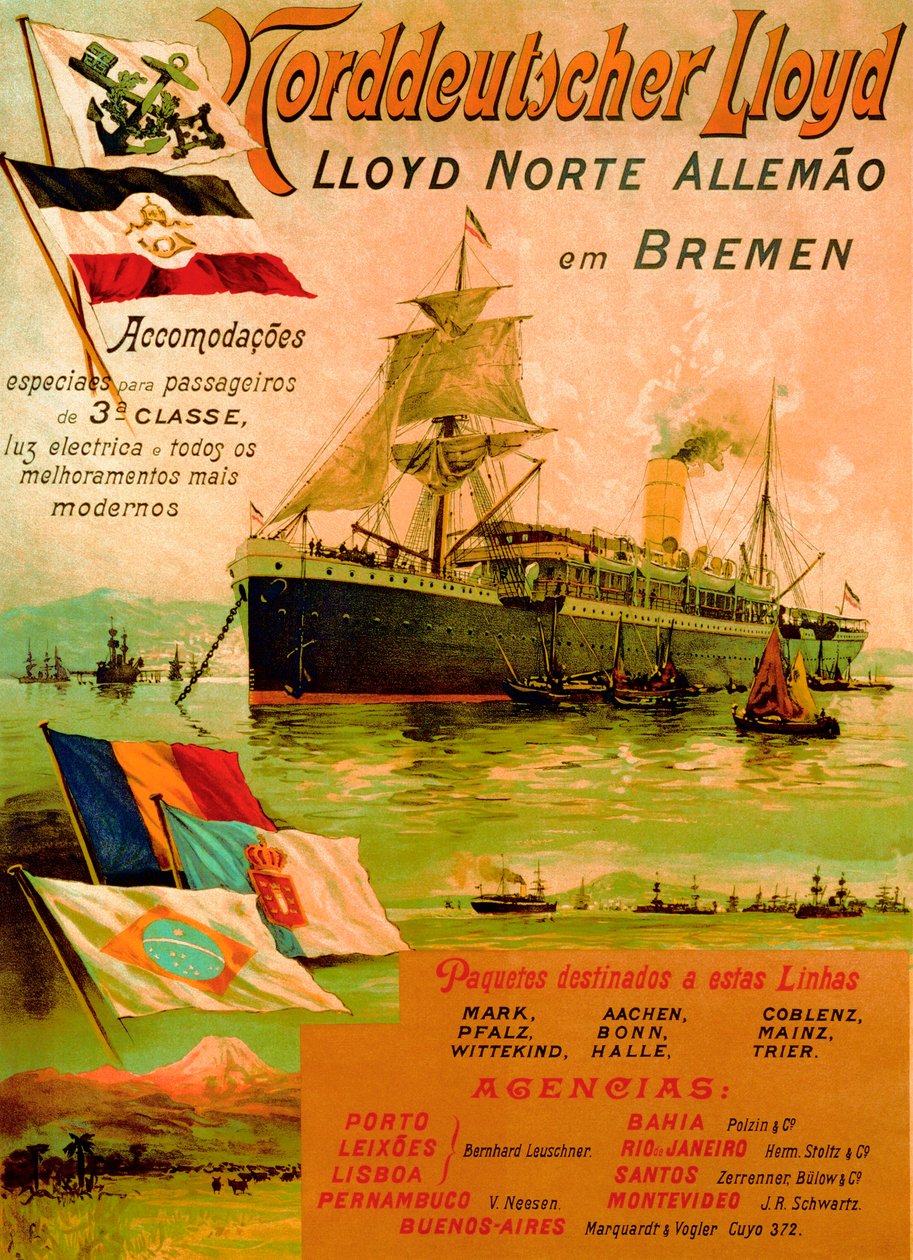 Plakat reklamujący północnoniemiecką linię Lloyd, 1898 autorstwa German School