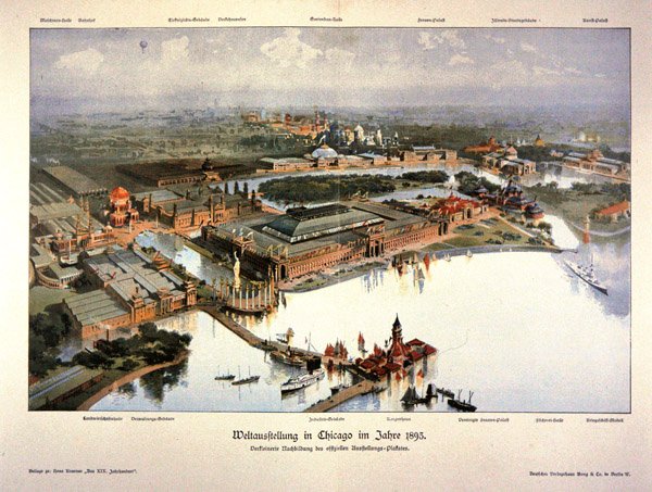 Plakat na Światowe Targi w Chicago 1893 (kolor lito) autorstwa German School
