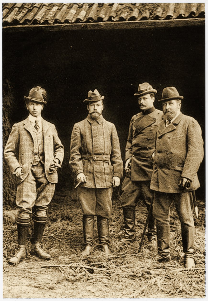 Książę Alfred, car Mikołaj II i Ernst Ludwig autorstwa German School