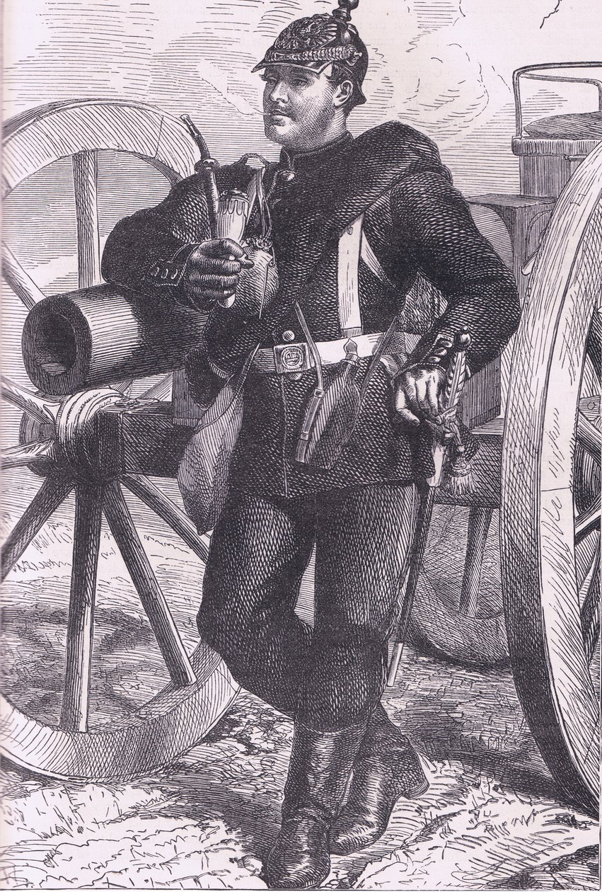 Artylerzysta pruski, Cassells History of the War between France and Germany wydany przez Cassell and Company Limited, c.1890 (lito) autorstwa German School
