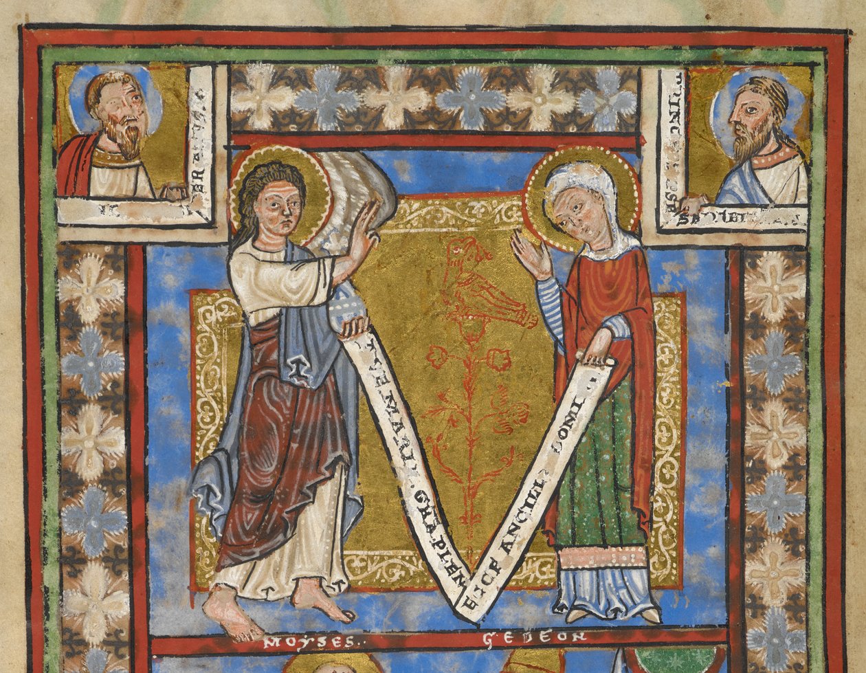 Fragment Psałterza „Psałterz Henryka Lwa”, f.7v, fragment ze Zwiastowaniem, ok. 1168-89 (kodeks pergaminowy) autorstwa German School