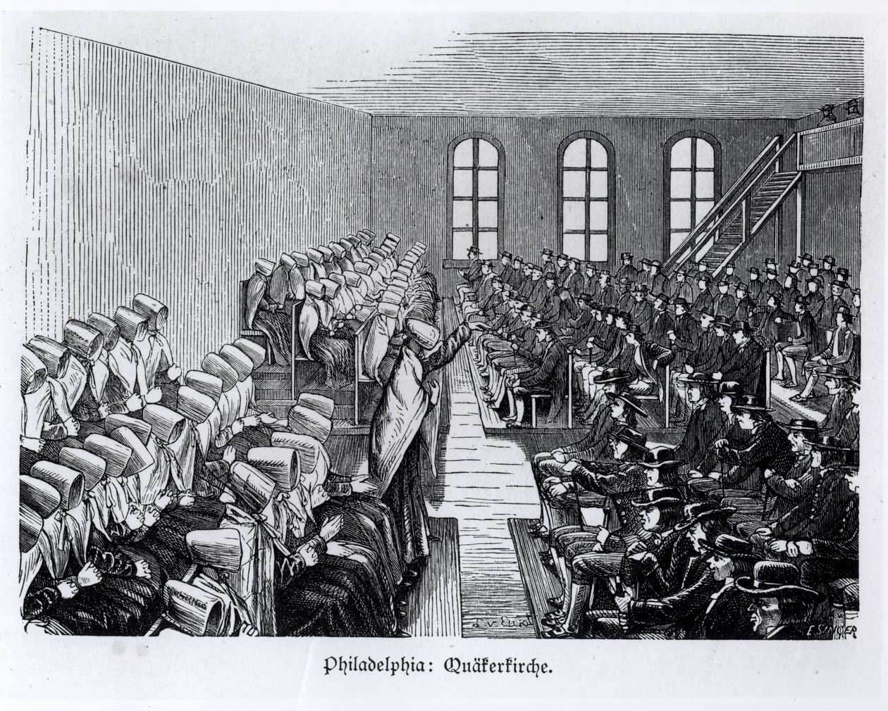 Spotkanie kwakrów, Filadelfia, z "Nord Amerika" Hesse-Warburg, 1888 r. autorstwa German School