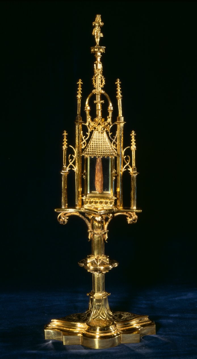 Relikwiarz Monstrancja z kawałkiem krzyża, Augsburg, ok. 1490 (złoto i drewno) autorstwa German School