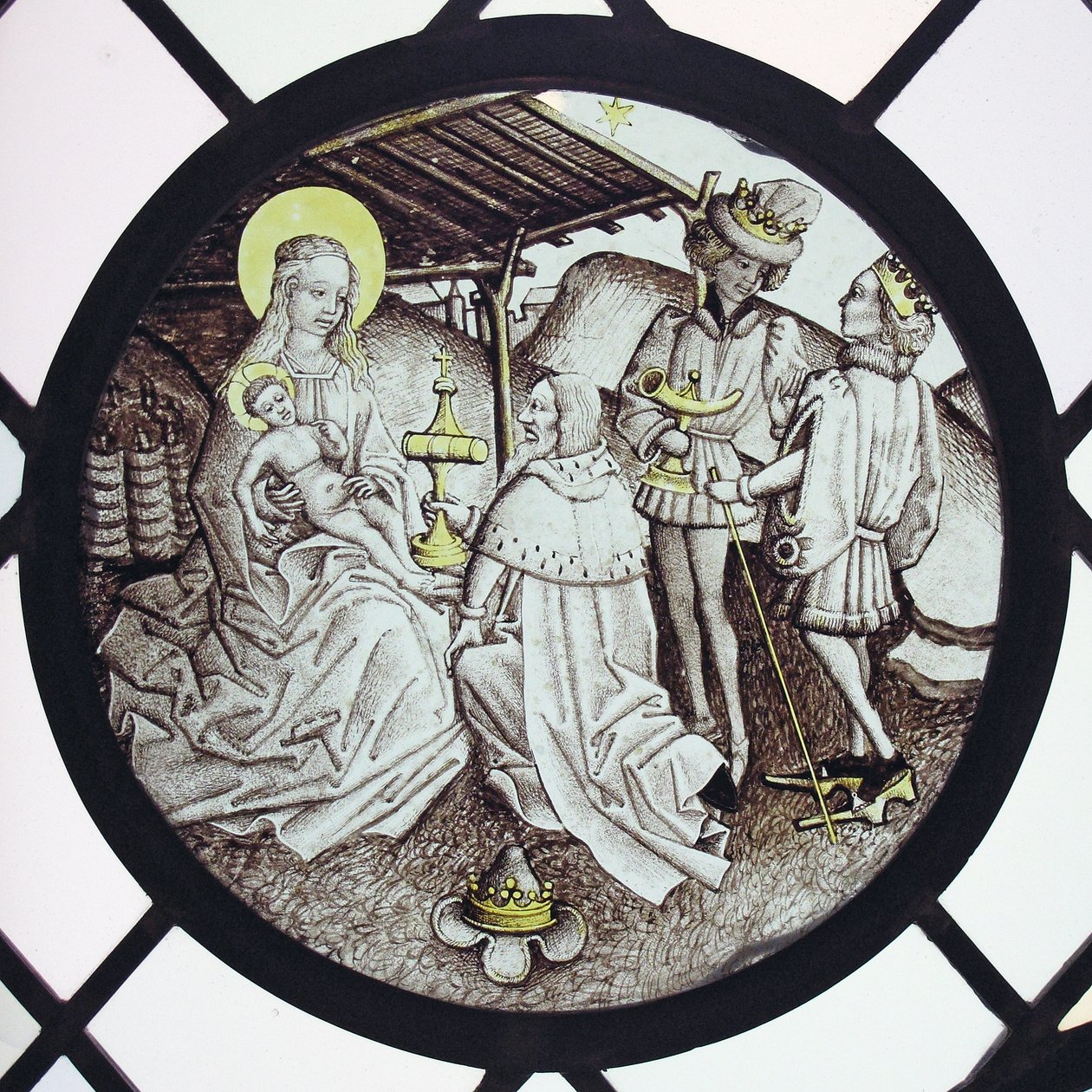 Roundel z adoracją Trzech Króli autorstwa German School