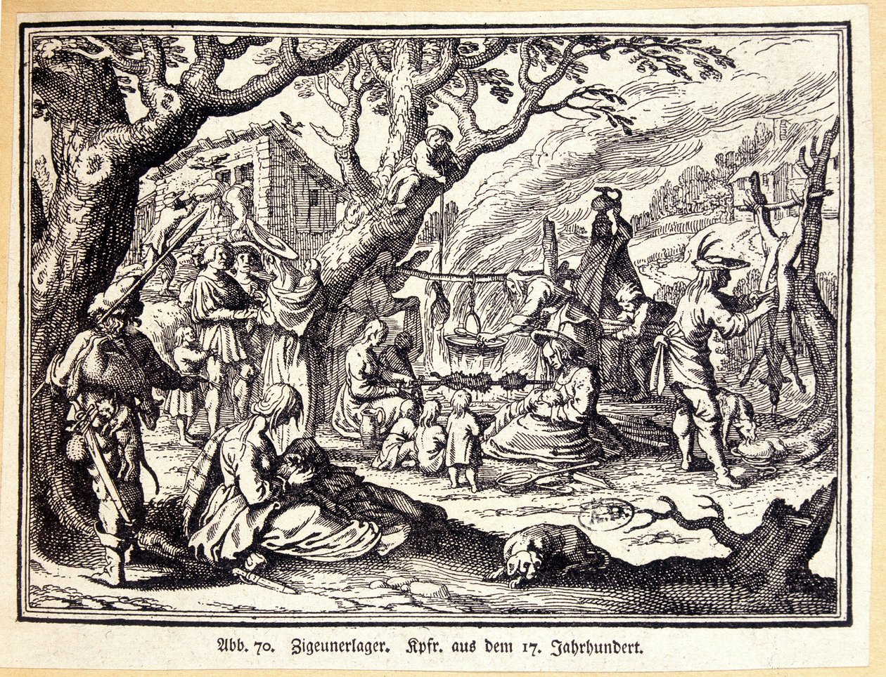 Ludność wiejska w średniowieczu. Grawerowanie niemieckie z XVIII wieku. Anonimowy. Biblia sztuki dekoracyjnej. autorstwa German School