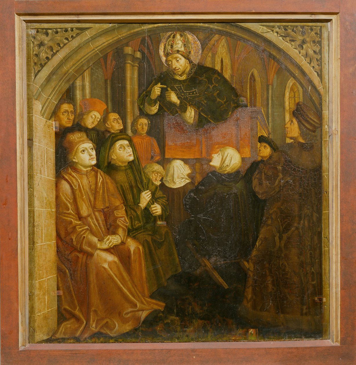Nauczanie św. Ambrożego w Mediolanie, z ołtarza św. Augustyna, ok. 1480 r. autorstwa German School