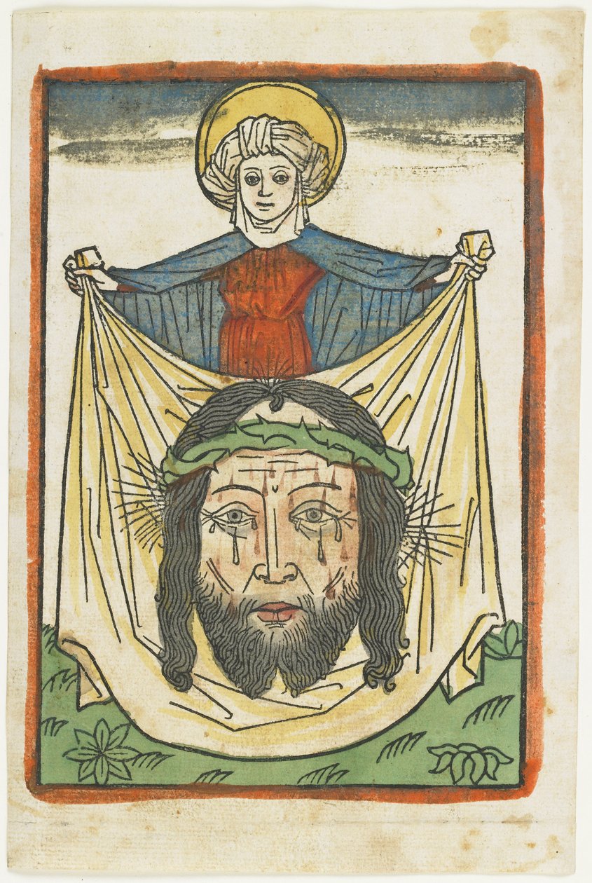Św. Weronika z Sudarium, ok. 1475 (drewno ręcznie kolorowane) autorstwa German School