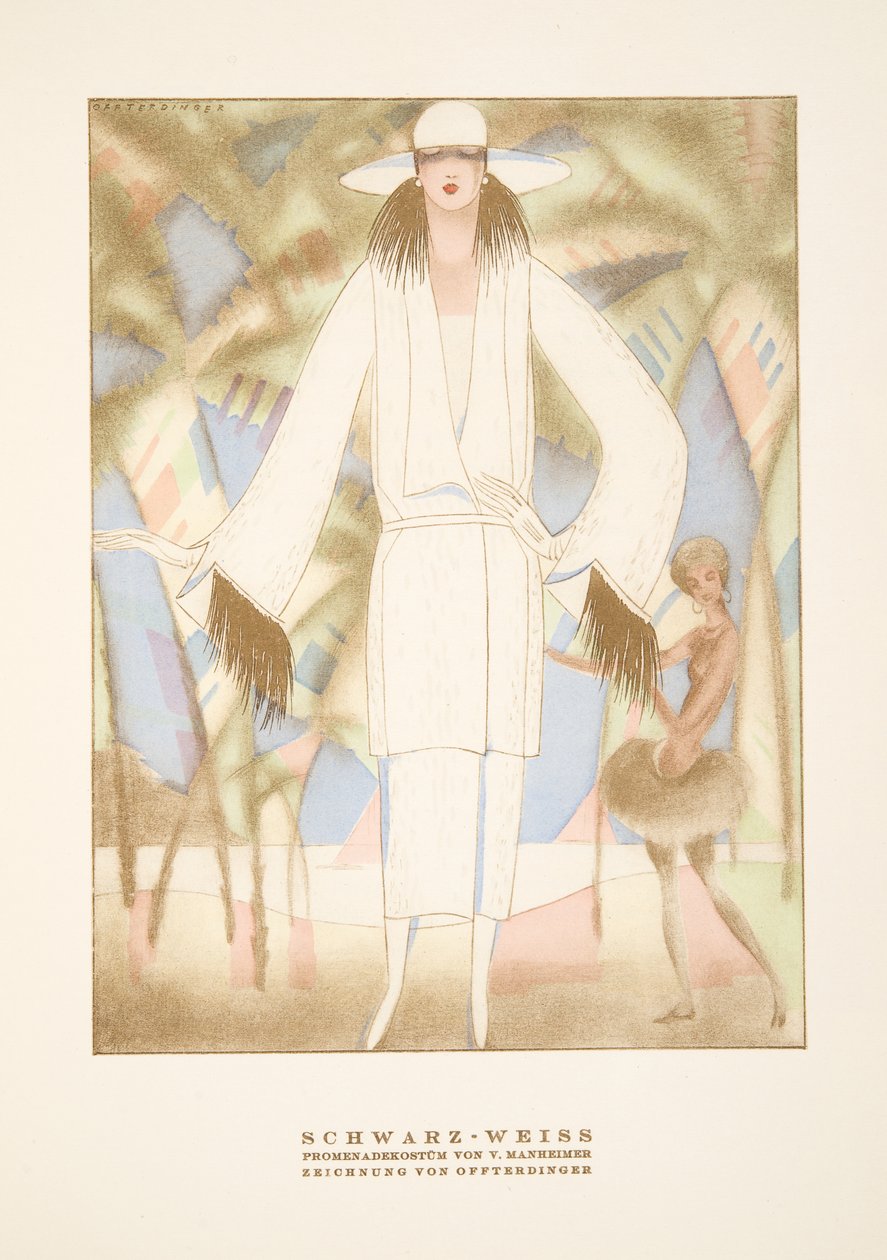 Schwarz-Weiss, strój autorstwa V. Manheimera, ze Stylu, wyd. 1922 (nadruk pochoir) autorstwa German School