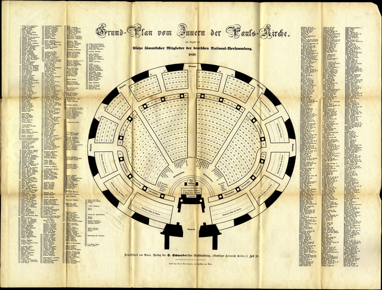 Plan miejsc Zgromadzenia Narodowego Kościoła św. Pawła, 1848 r. autorstwa German School