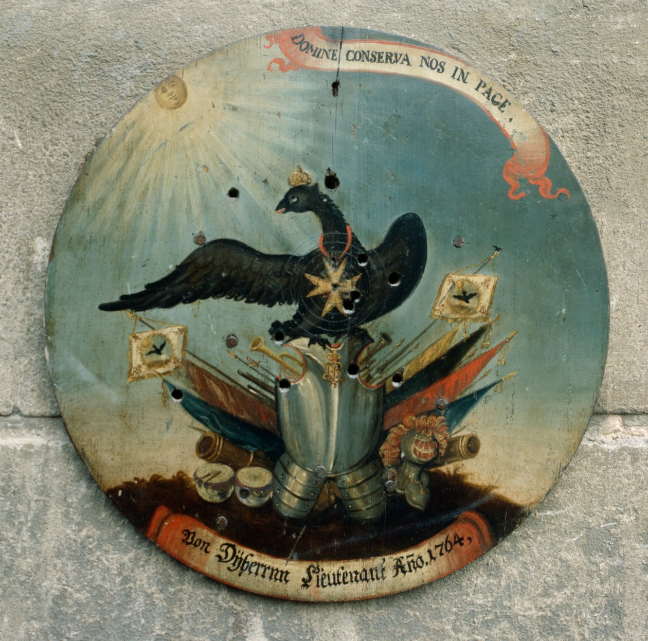 Tarcza oficera pruskiego, 1764 (drewno malowane) autorstwa German School