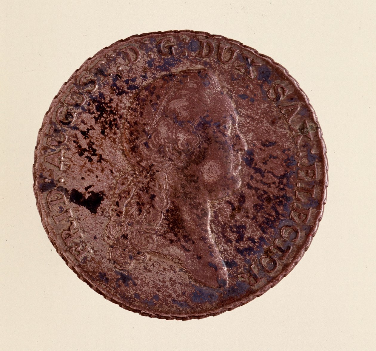 Srebrna moneta (talar) z Saksonii: panowanie Fryderyka Augusta I Sasa (Fryderyka Augusta I Sasa) (1750-1827). Śr. 3,9 cm Neapol, muzeum archeologiczne autorstwa German School
