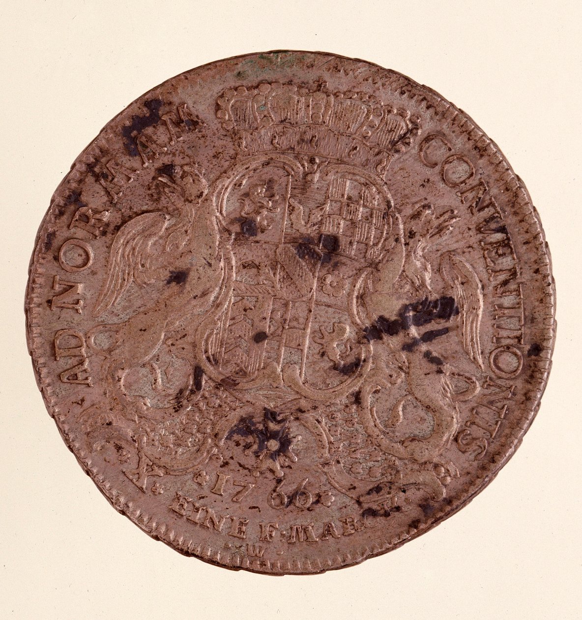 Talar srebrny (taler) Karola Fryderyka, Wielkiego Księcia Badenii (1728-1811) (Karol I Badeński) 1766 Śr. 3,9 cm Neapol, muzeum archeologiczne autorstwa German School