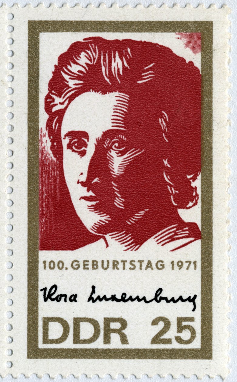 Pieczęć przedstawiająca Rosę Luxembourg (lub Luxemburg autorstwa German School