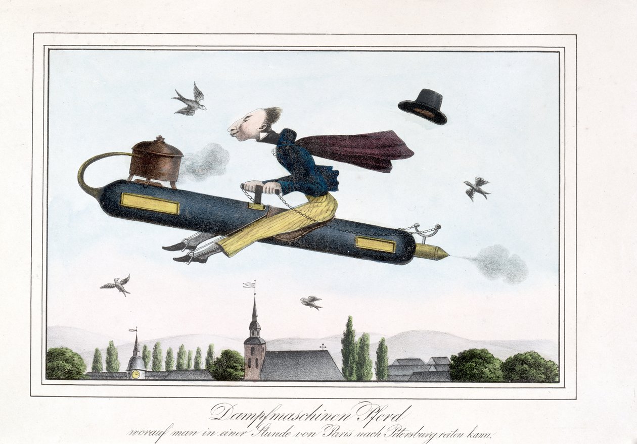 Lot parowy, 1829-45 (kolorowa lito) autorstwa German School