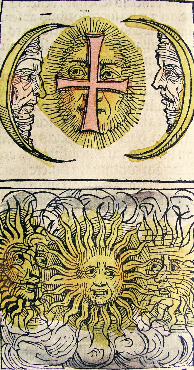 Sun Dogs and Moon Dogs, opublikowane w Kronice Norymberskiej, 1493 autorstwa German School
