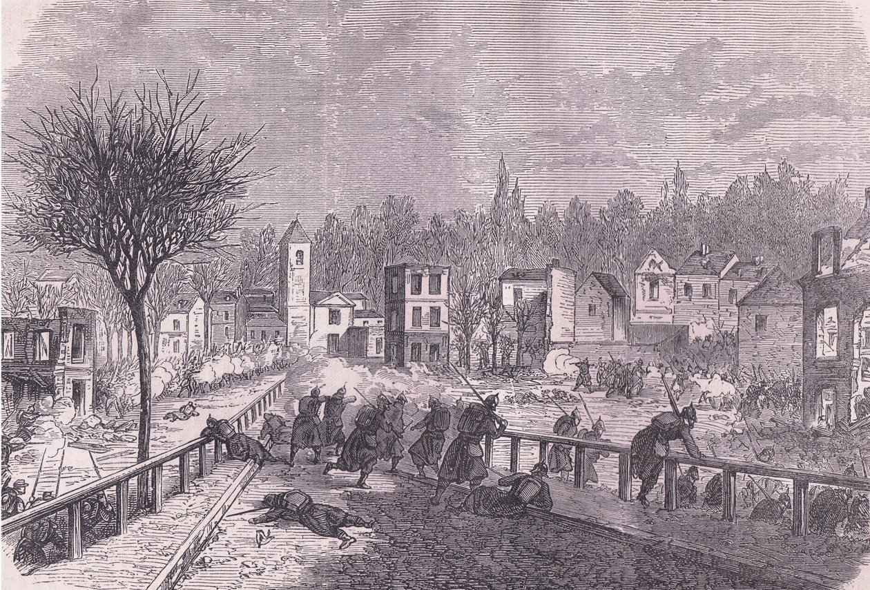 Biorąc z Brie-sur-Marne, 30 listopada, Cassells History of the War between France and Germany, wydany przez Cassell and Company Limited, c.1890 (lito) autorstwa German School