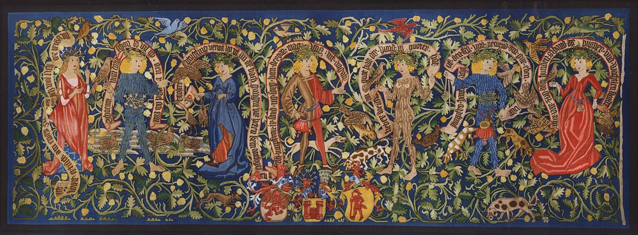 Gobelin przedstawiający wróżki, Bazylea, ok. 1490 r. (litografia barwna) autorstwa German School