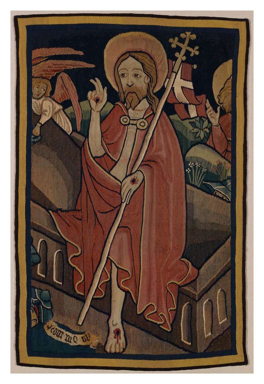 Fragment gobelinu przedstawiający Zmartwychwstanie Chrystusa, z Norymbergi, ok. 1440 r. (wełna i len) autorstwa German School