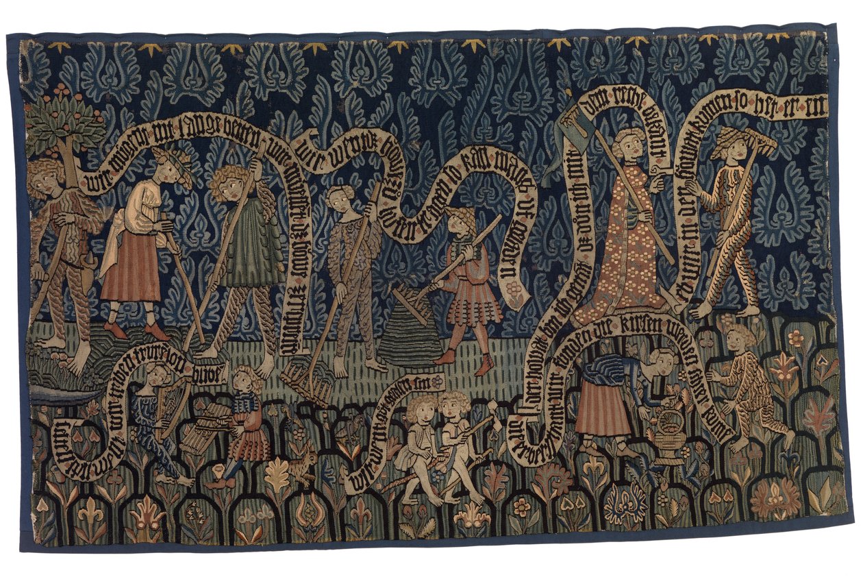 Gobelin przedstawiający lipiec, ok. 1400-25 r. (wełna i len) autorstwa German School
