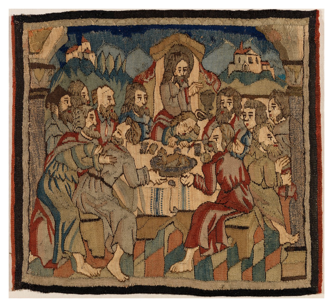 Panel gobelinowy ze scenami Pasji z antependium z Górnej Nadrenii (wełna i len) autorstwa German School