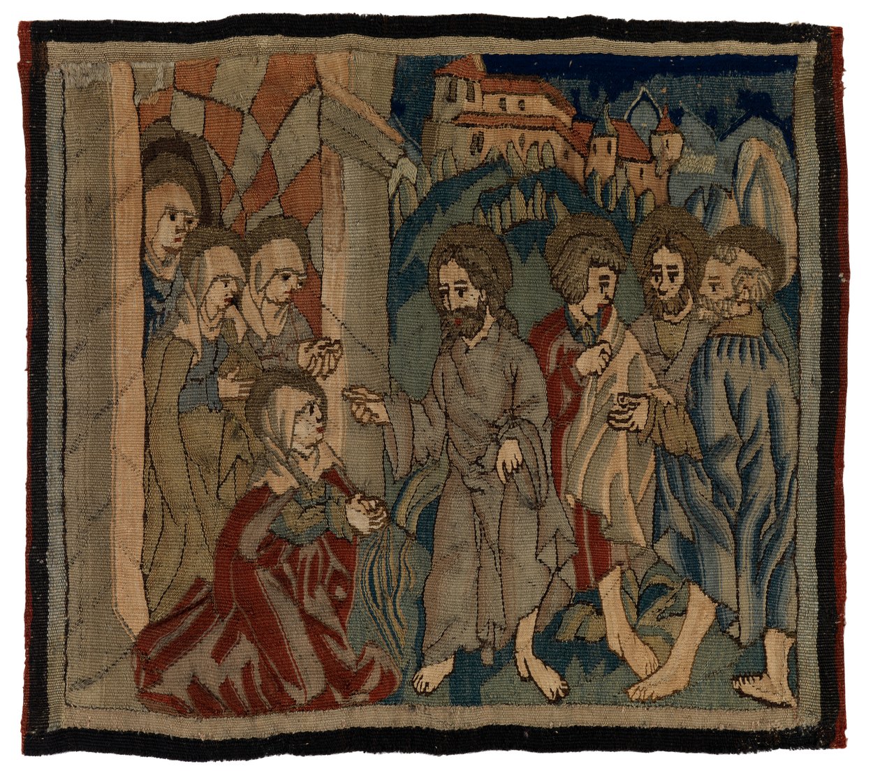 Panel gobelinowy ze scenami Pasji z antependium z Górnej Nadrenii (wełna i len) autorstwa German School
