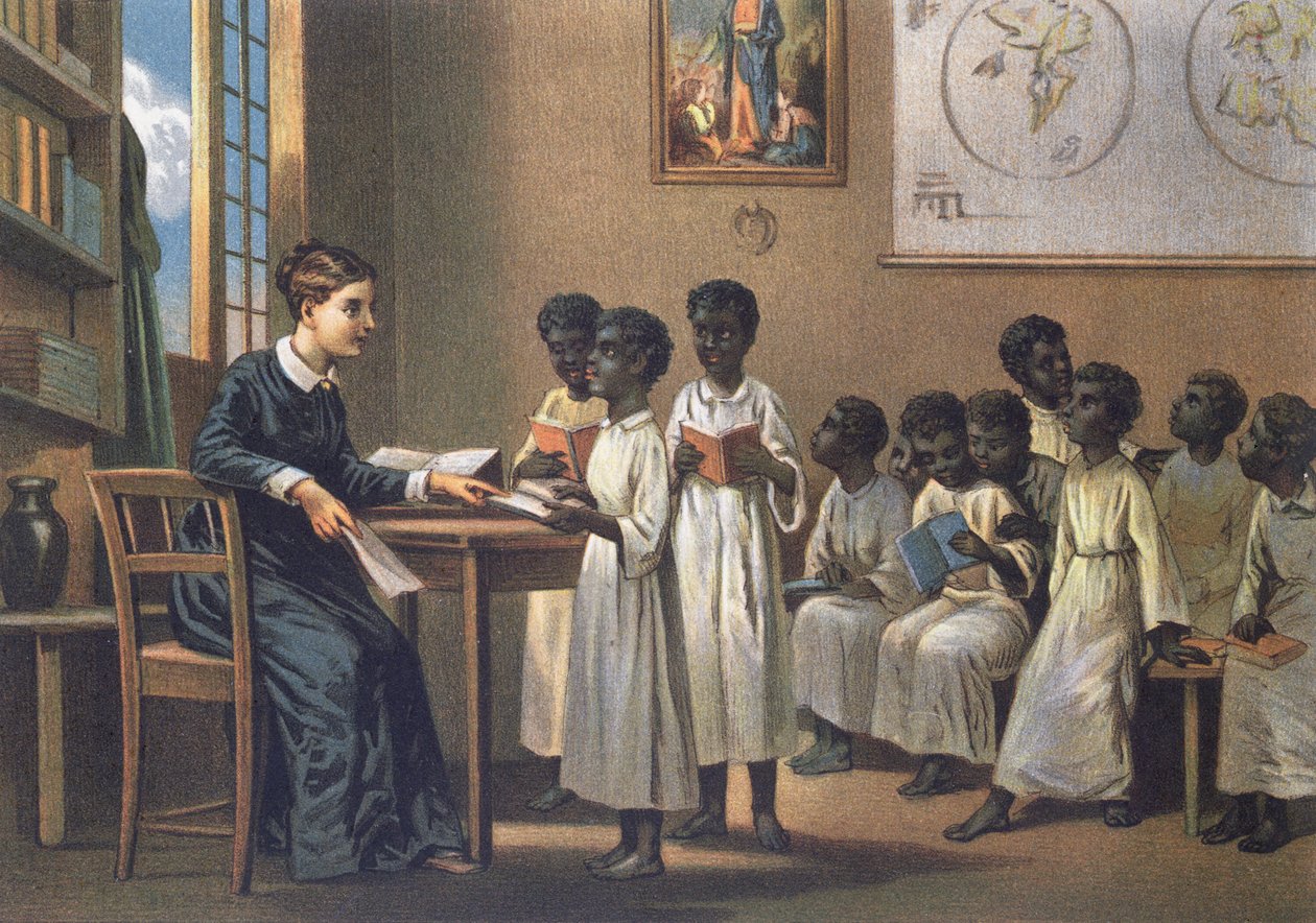Nauczyciel z uczniami, 1880 autorstwa German School