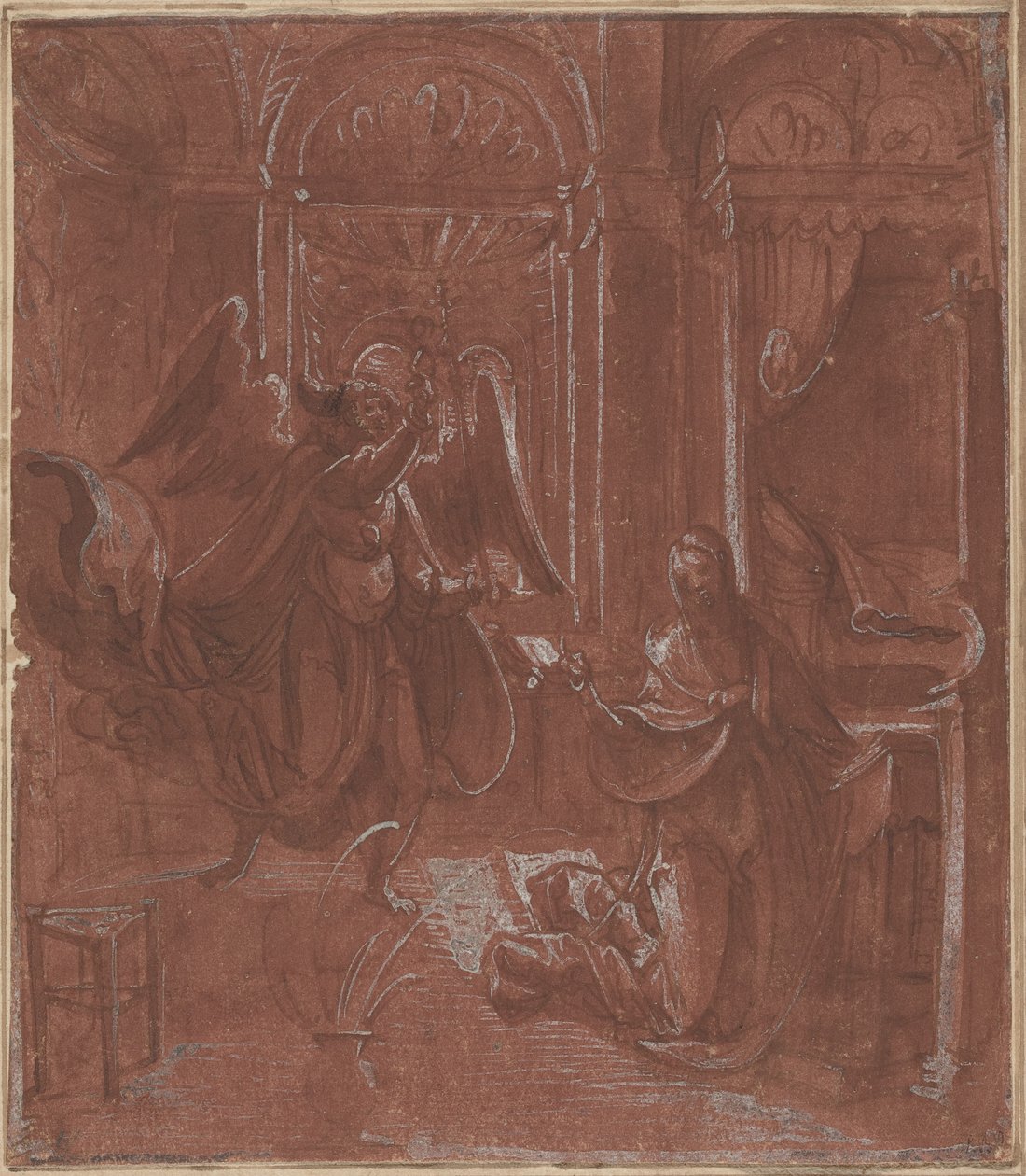 Zwiastowanie, ok. 1520 (pióro i tusz) autorstwa German School