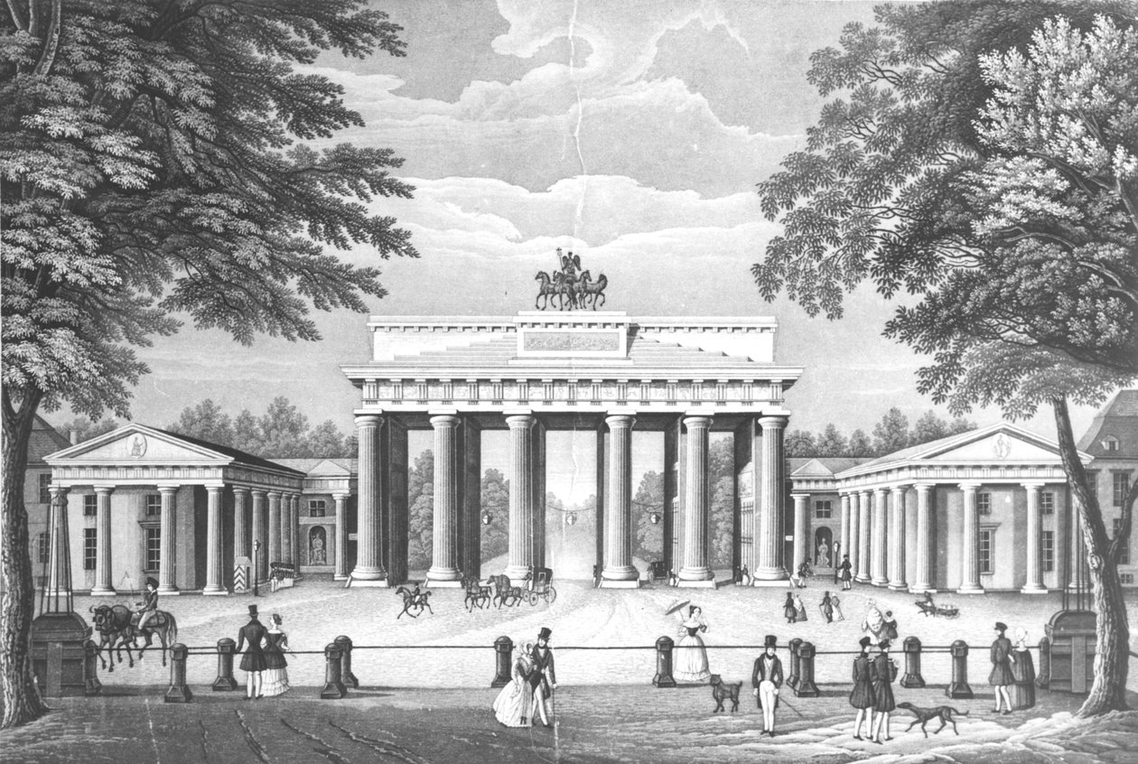Brama Brandenburska w Berlinie, połowa XIX wieku autorstwa German School