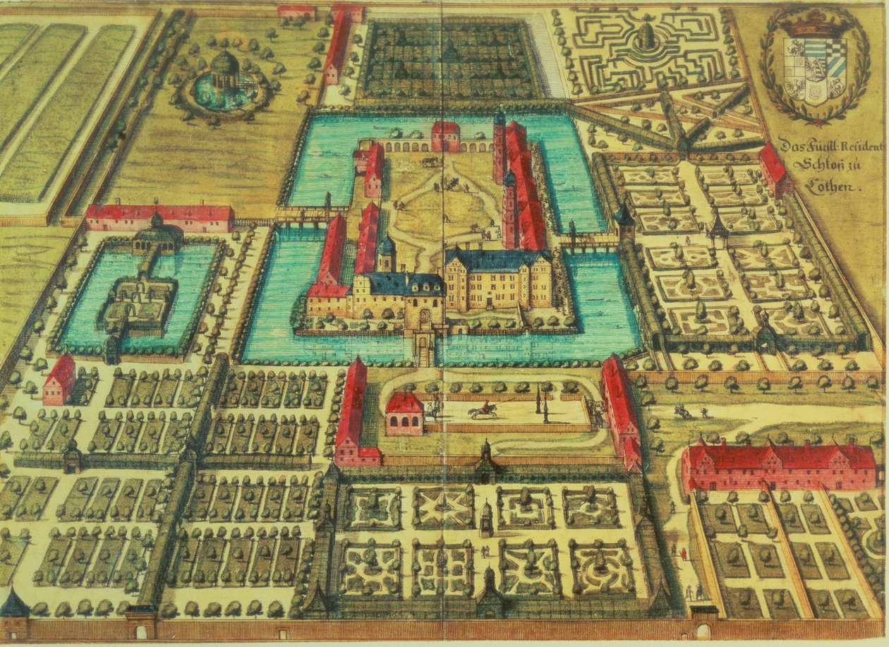 Zamek księcia Kothen, z "Topographia" Mattheusa Meriana Elfdera autorstwa German School
