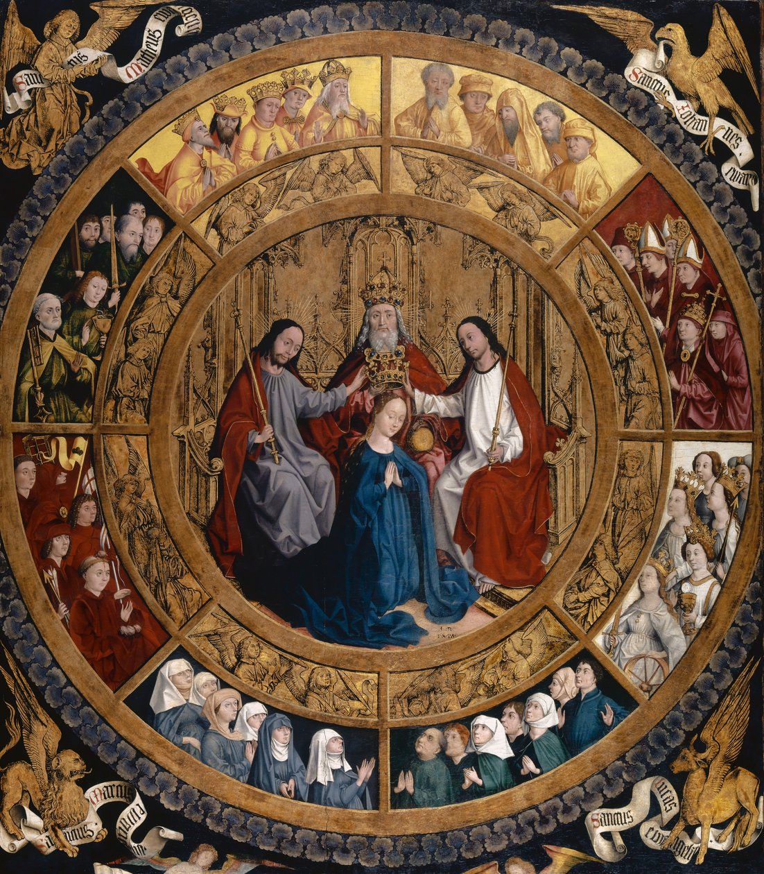 Koronacja Matki Boskiej w otoczeniu aniołów i świętych, ok. 1470 autorstwa German School