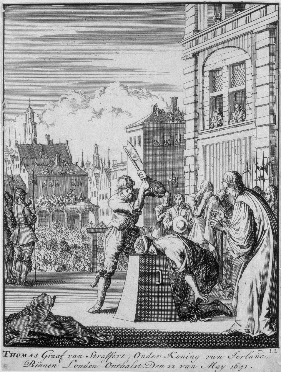 Egzekucja hrabiego Strafford (1593-1641) na Tower Hill, 12 maja 1641 autorstwa German School