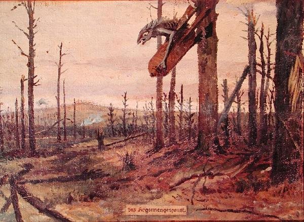 Duch Lasów Argońskich, ok. 1914-18 (olej na płótnie) autorstwa German School