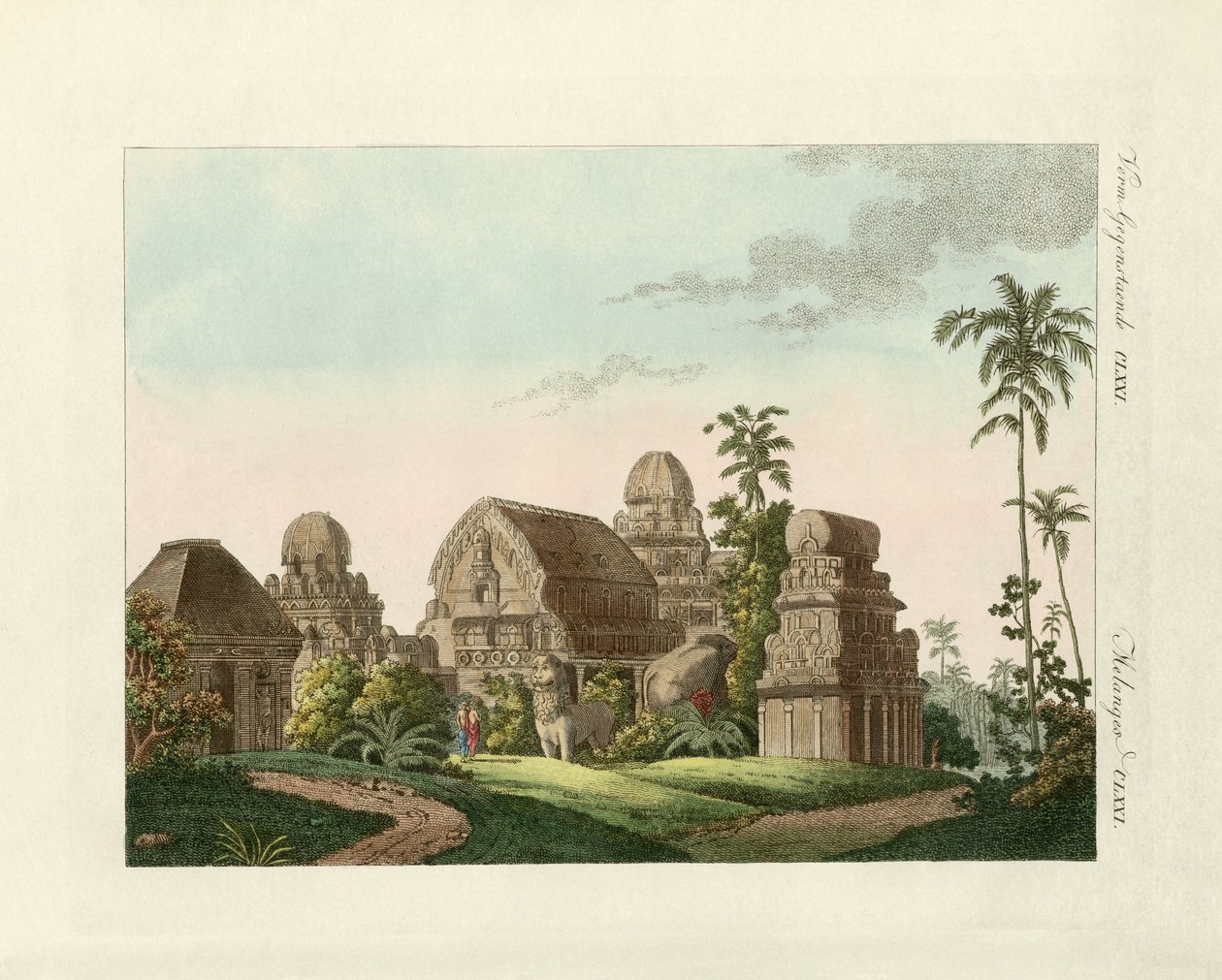 Indyjska Pagoda Mahabalipuram (kolorowy grawerunek) autorstwa German School
