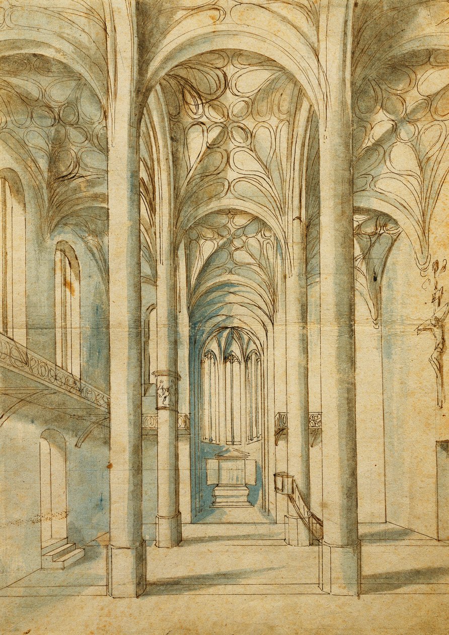 Wnętrze kościoła gotyckiego, 1592 autorstwa German School
